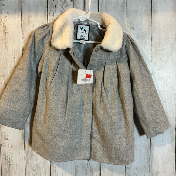 NWT Gymboree toddles size 3 silver sparkling jacket with faux fur collar - Picture 1 of 7